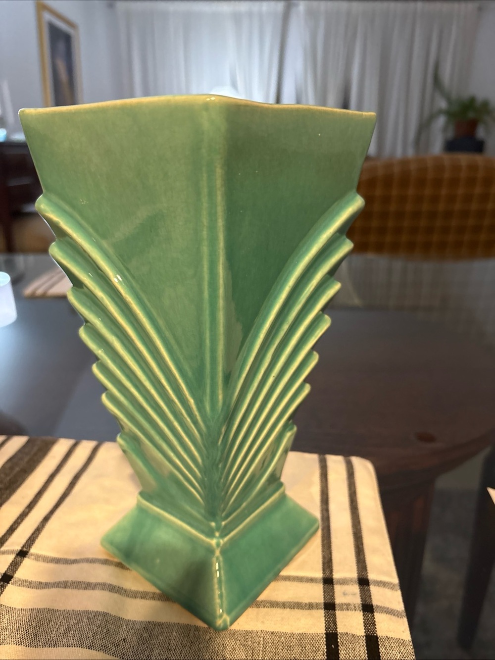 McCoy, Celadon Green Ceramic Art Deco Style Vase - Home Accents